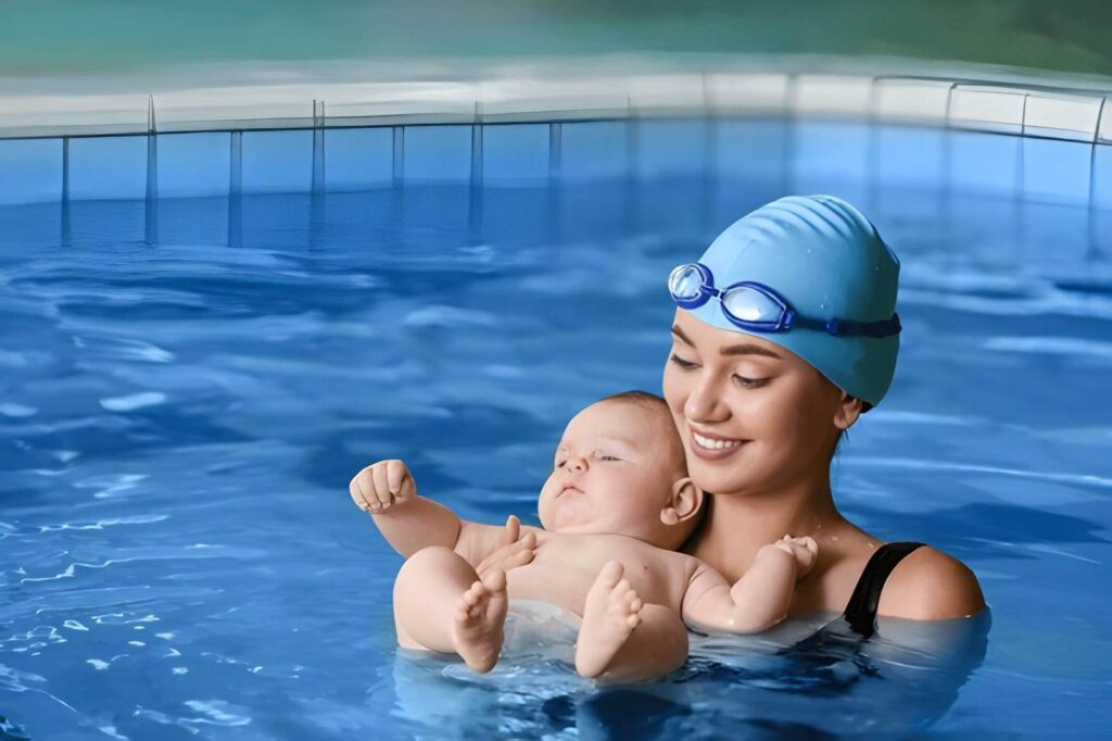 Child overcoming fear of water